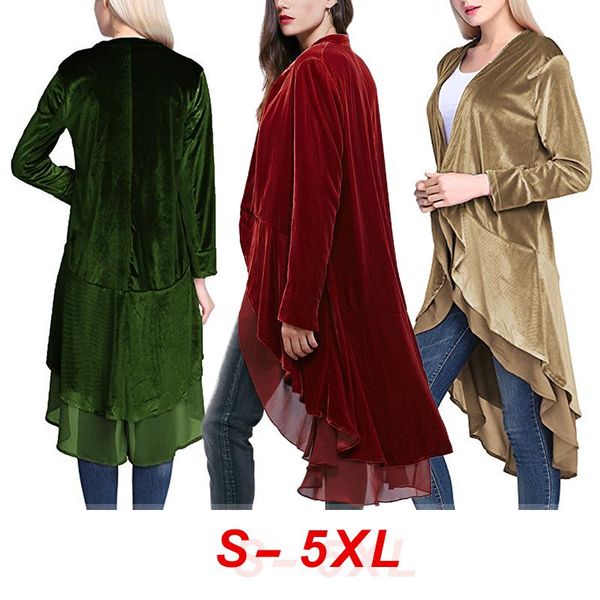 2021 plus size women's velvet new jackets coats chiffon ruffles elegant long chic outerwear female slim boho maxi overcoat, Tan;black
2021 plus size women's velvet new jackets coats chiffon ruffles elegant long chic outerwear female slim boho maxi overcoat, Tan;black