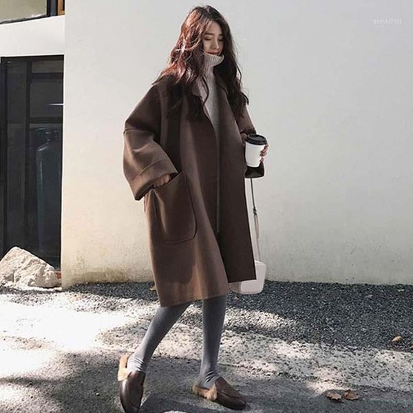 women's wool & blends 2021 autumn fashion women loose oversize woolen coat pockets casual solid long plus size brown black pocket femal
women's wool & blends 2021 autumn fashion women loose oversize woolen coat pockets casual solid long plus size brown black pocket femal