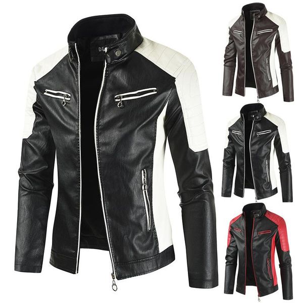 fashion locomotive men's leather long sleeve color matching pocket decoration zipper large thick warm male winter coat, Black
fashion locomotive men's leather long sleeve color matching pocket decoration zipper large thick warm male winter coat, Black