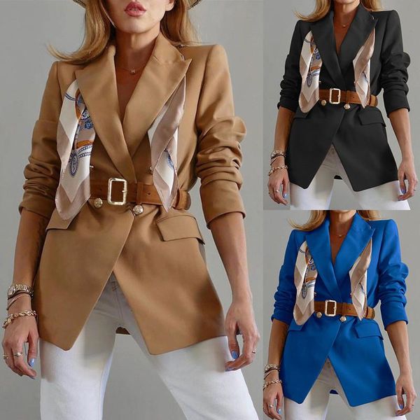 women's suits & blazers fashion elegant women 2021 casual ribbons double breasted slim for ladies, White;black
women's suits & blazers fashion elegant women 2021 casual ribbons double breasted slim for ladies, White;black