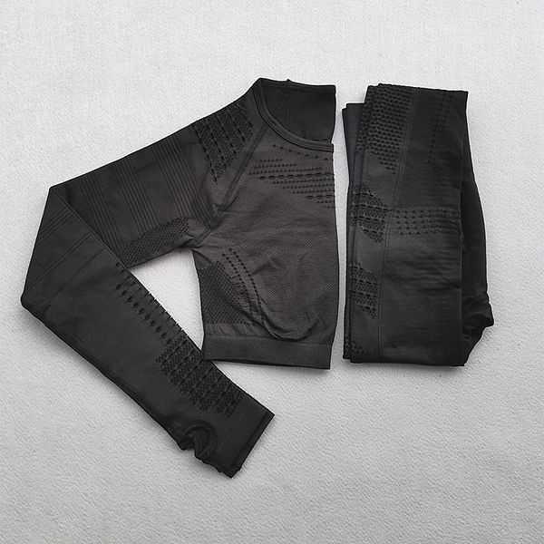 2 piece women sport suit seamless leggings+cropped shirts gym clothing workout yoga set female long sleeve fitness set tracksuit t200115, Gray
2 piece women sport suit seamless leggings+cropped shirts gym clothing workout yoga set female long sleeve fitness set tracksuit t200115, Gray