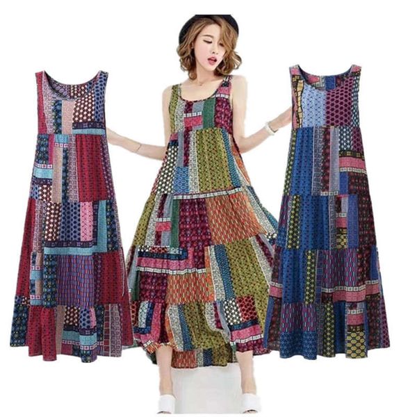 ethnic summer 2019 women's print bohemian sleeveless large medium length skirt, Black;gray
ethnic summer 2019 women's print bohemian sleeveless large medium length skirt, Black;gray