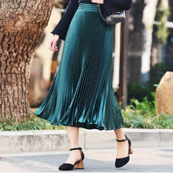 skirts long women girls skirt satin accordion pleated metal wild color high waist big swing1, Black
skirts long women girls skirt satin accordion pleated metal wild color high waist big swing1, Black