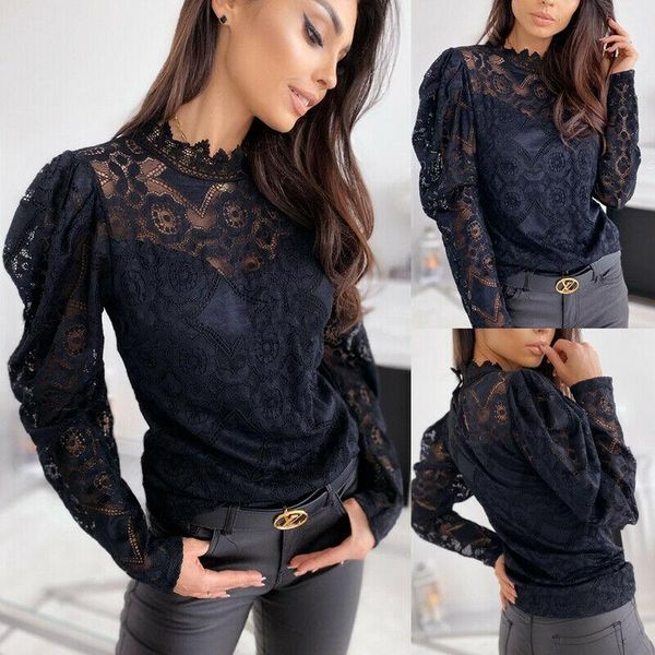 women black hollow lace floral long sleeve shirts blouse pullover female turtle neck loose oversized shirt basic tee, White
women black hollow lace floral long sleeve shirts blouse pullover female turtle neck loose oversized shirt basic tee, White