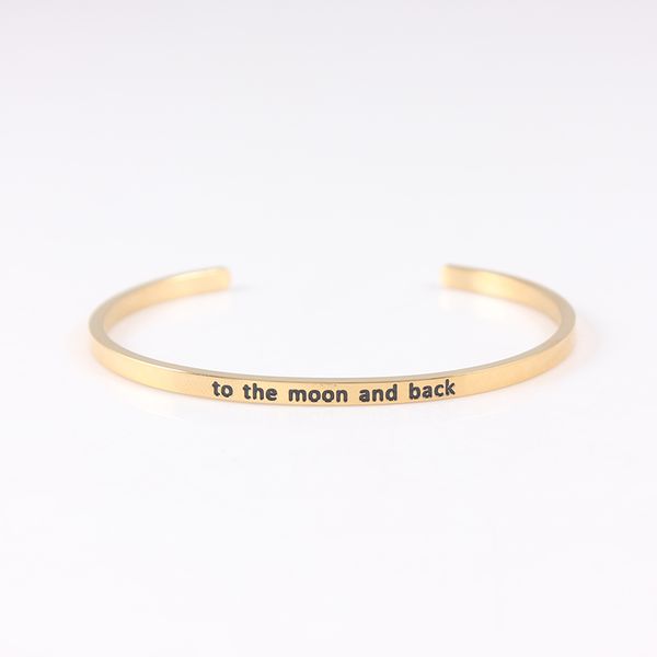 bangle fashion gifts stainless steel open gold to the moon and back inspirational mantra bracelets, Black
bangle fashion gifts stainless steel open gold to the moon and back inspirational mantra bracelets, Black