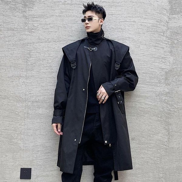 men's trench coats stand collar splice cloak long coat outerwear male japan harajuku streetwear retro punk gothic windbreaker jacket, Tan;black
men's trench coats stand collar splice cloak long coat outerwear male japan harajuku streetwear retro punk gothic windbreaker jacket, Tan;black