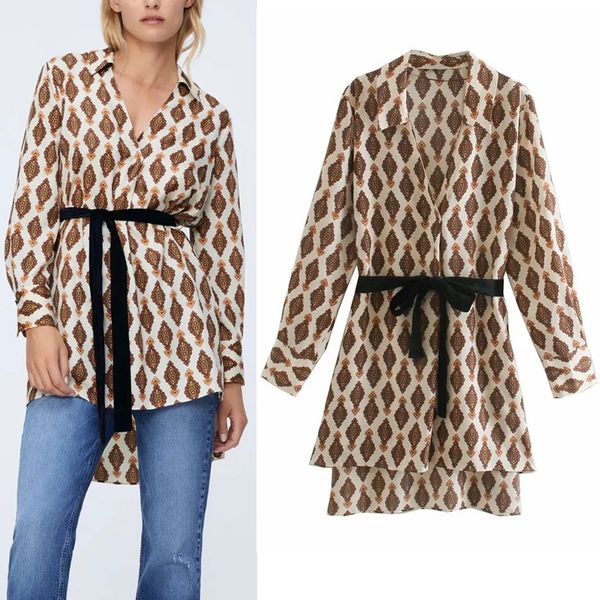 2021 new vintage printed women autumn fashion velvet belt v neck long sleeve shirt irregular hem casual ladies blouses pvd9, White
2021 new vintage printed women autumn fashion velvet belt v neck long sleeve shirt irregular hem casual ladies blouses pvd9, White