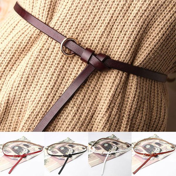 female belt no hole knot circular buckle thin strap women belts cummerbunds for dress elegant sweet genuine leather decoration, Black;brown
female belt no hole knot circular buckle thin strap women belts cummerbunds for dress elegant sweet genuine leather decoration, Black;brown