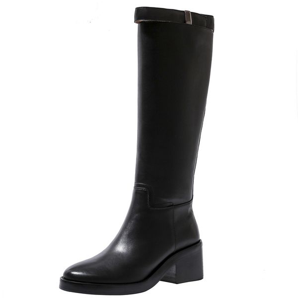 2020 new winter ladies genunine leather handmade zipper boots black round toe high heel long boots botas mujer high quality
2020 new winter ladies genunine leather handmade zipper boots black round toe high heel long boots botas mujer high quality