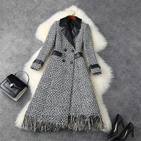 2020 fall winter long sleeve notched-lapel grey tweed panelled tassel double-breasted coat elegant long outwear coats lo29t11487, Black
2020 fall winter long sleeve notched-lapel grey tweed panelled tassel double-breasted coat elegant long outwear coats lo29t11487, Black