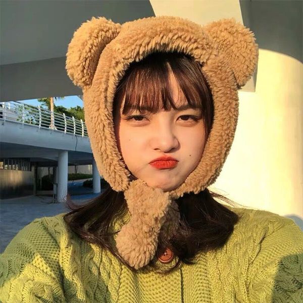 women winter thicken plush warm earflap hat cute bear ears windproof beanie cap with pompom chin strap ear warmer, Blue;gray
women winter thicken plush warm earflap hat cute bear ears windproof beanie cap with pompom chin strap ear warmer, Blue;gray