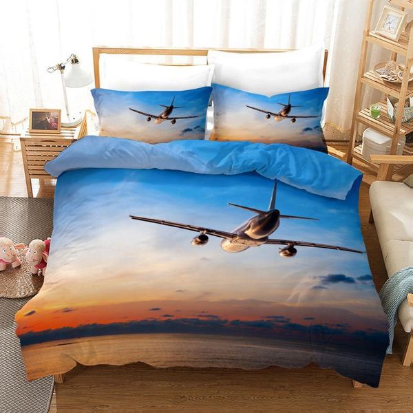 airplane 3d bedding set duvet covers pillowcases children room decor comforter bedding sets bed linen 041