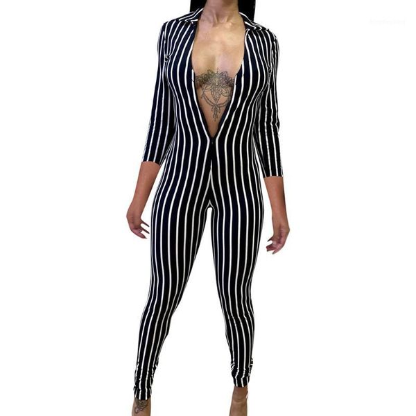 autumn casual button overall black fashion women long sleeve v-neck stripe printing zipper pant tight jumpsuit #zc1, Black;white
autumn casual button overall black fashion women long sleeve v-neck stripe printing zipper pant tight jumpsuit #zc1, Black;white