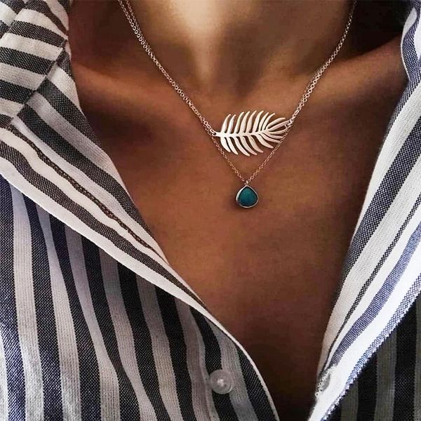 pendant necklaces 2 pcs/set women bohemian leaves water drop gem silver color multilayer chain long necklace set exquisite girl party gift
pendant necklaces 2 pcs/set women bohemian leaves water drop gem silver color multilayer chain long necklace set exquisite girl party gift