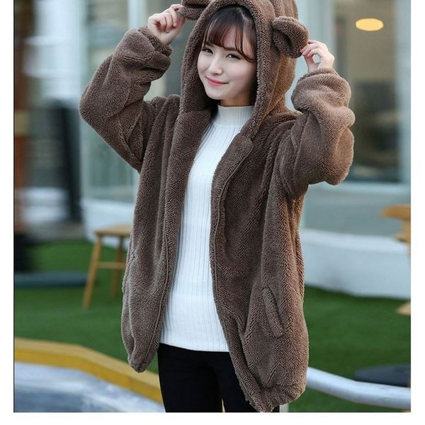 zogaa new winter women korean style of the little bear bunny with ears and tail cartoon plush jacket hooded warm outwear coat 201203, Black
zogaa new winter women korean style of the little bear bunny with ears and tail cartoon plush jacket hooded warm outwear coat 201203, Black