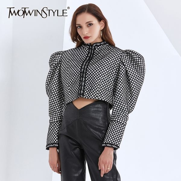 twotwinstyle ruched plaid jackets for women o neck puff long sleeve ruched short female coats autumn fashion clothing tide 201106, Black;brown
twotwinstyle ruched plaid jackets for women o neck puff long sleeve ruched short female coats autumn fashion clothing tide 201106, Black;brown