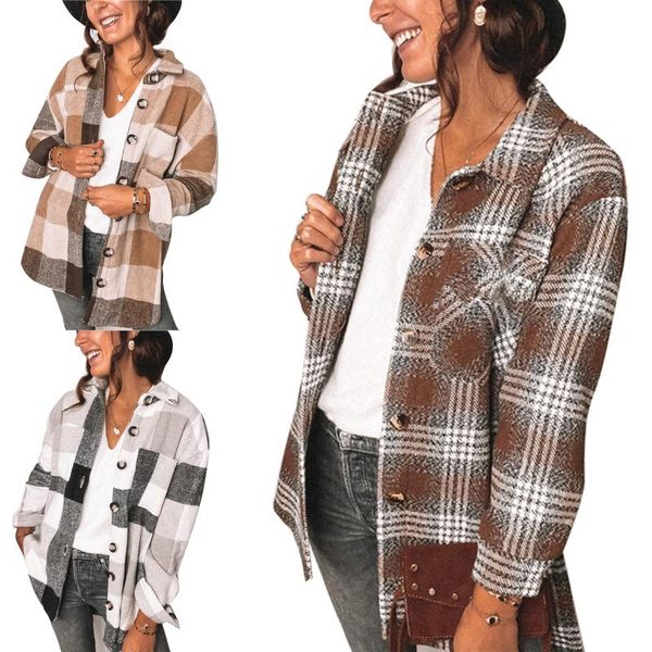 2021 autumn vintage plaid shirts women coats buttons pockets female jackets coat streetwear ladies spring loose coats oversize, White
2021 autumn vintage plaid shirts women coats buttons pockets female jackets coat streetwear ladies spring loose coats oversize, White