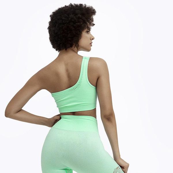 new women seamless yoga bra diagonal shoulder hole vest beautiful back sports running fitness bra clothes crop top, White;black
new women seamless yoga bra diagonal shoulder hole vest beautiful back sports running fitness bra clothes crop top, White;black