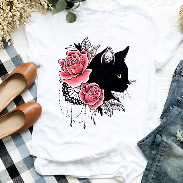 women lady cartoon cat flower 90s style clothing cute print tshirt shirt clothes graphic female t tee womens t-shirt, White
women lady cartoon cat flower 90s style clothing cute print tshirt shirt clothes graphic female t tee womens t-shirt, White