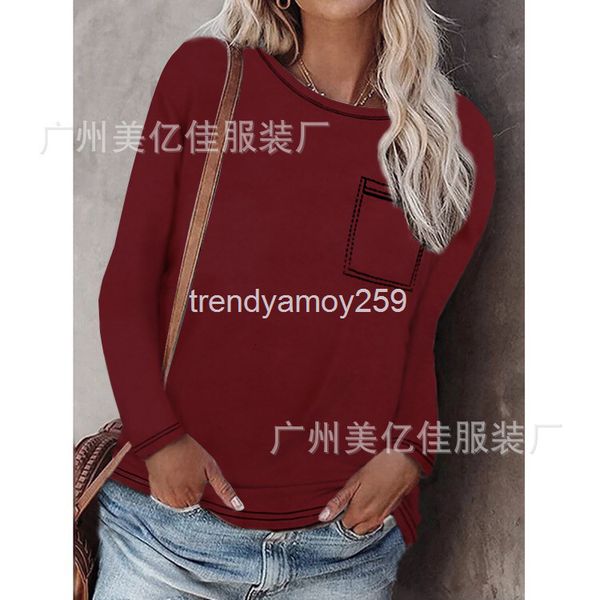 women's t-shirt autumn winter trend women's casual loose round neck solid color patch bag long sleeve t-shirt, White
women's t-shirt autumn winter trend women's casual loose round neck solid color patch bag long sleeve t-shirt, White