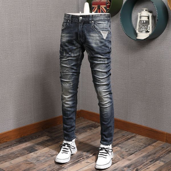 2021 new newly designer fashion men jeans vintage retro blue elastic ripped cotton denim trousers streetwear patchwork hip hop slim pants 87 
2021 new newly designer fashion men jeans vintage retro blue elastic ripped cotton denim trousers streetwear patchwork hip hop slim pants 87
