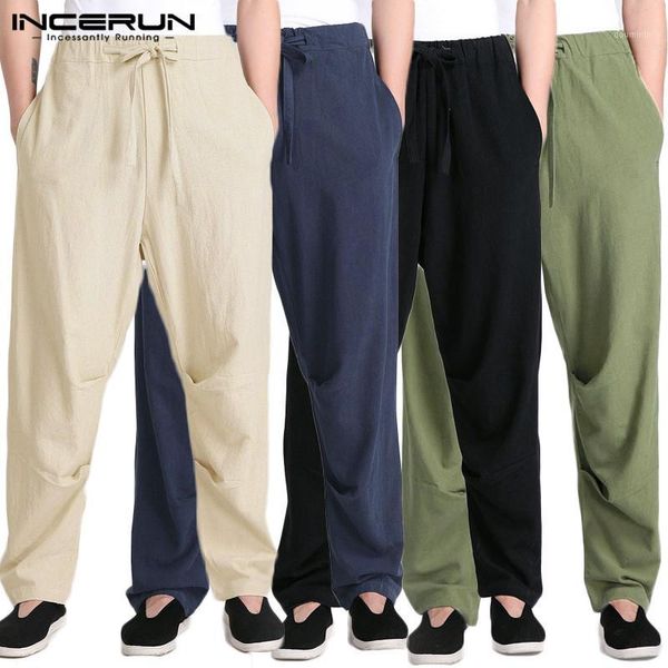 incerun men straight pants casual solid color drawstring joggers man retro cotton long trouser casual linen elastic streetwear1, Black
incerun men straight pants casual solid color drawstring joggers man retro cotton long trouser casual linen elastic streetwear1, Black