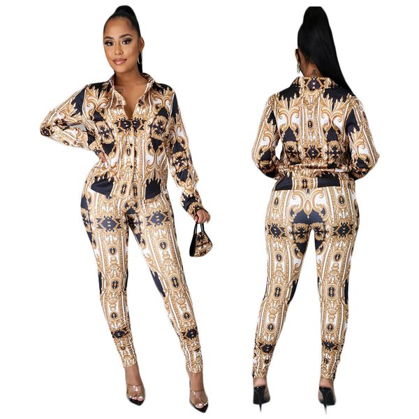 colorful fashion printing two-piece women's long-sleeved polo collar + trousers matching fashion casual suit spring 2021, Gray
colorful fashion printing two-piece women's long-sleeved polo collar + trousers matching fashion casual suit spring 2021, Gray