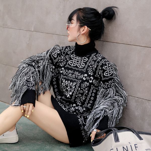2021 Tasseled Shirts High Fashion Low-fashion Turtlenecks Crocheted Pullovers New Female Pattern Thick Jumpers HDW3, White;black
2021 Tasseled Shirts High Fashion Low-fashion Turtlenecks Crocheted Pullovers New Female Pattern Thick Jumpers HDW3, White;black