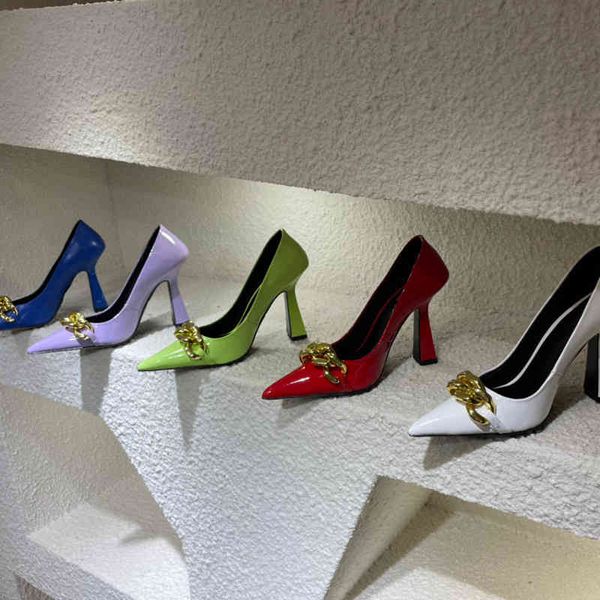 women 9.5cm fashion high heel designer shiny leather pointed party pumps dress shoes patent metal chain wedding lady letter, Black
women 9.5cm fashion high heel designer shiny leather pointed party pumps dress shoes patent metal chain wedding lady letter, Black