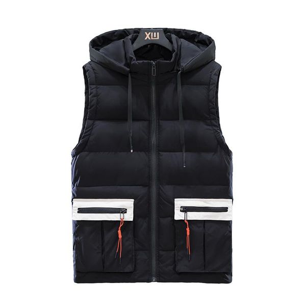men's vests 2021 autumn winter casual hooded vest solid sleeveless jacket male thick warm waistcoat zipper pockets outerwear 4xl, Black;white
men's vests 2021 autumn winter casual hooded vest solid sleeveless jacket male thick warm waistcoat zipper pockets outerwear 4xl, Black;white