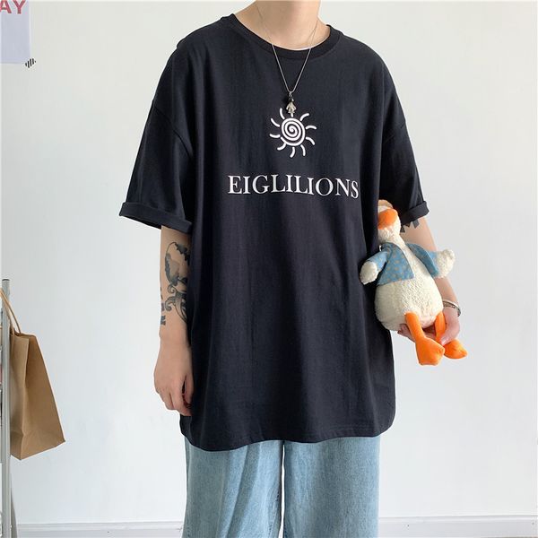men's short loose leisure summer half sleeve student handsome versatile brand simple t-shirt fashion, White;black
men's short loose leisure summer half sleeve student handsome versatile brand simple t-shirt fashion, White;black
