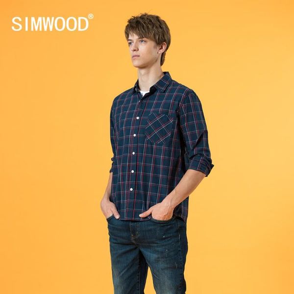 men's casual shirts simwood 2021 autumn plaid men slim fit 100% cotton check shirt plus size brand clothing sj130386, White;black
men's casual shirts simwood 2021 autumn plaid men slim fit 100% cotton check shirt plus size brand clothing sj130386, White;black