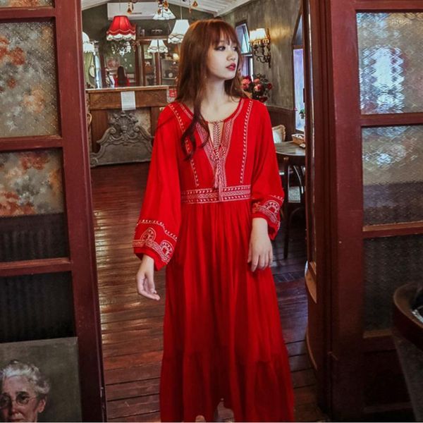 thailand nepal national style retro embroidered loose dress bohemian tourist beach long dress lantern sleeve tassel red1, Black;gray
thailand nepal national style retro embroidered loose dress bohemian tourist beach long dress lantern sleeve tassel red1, Black;gray