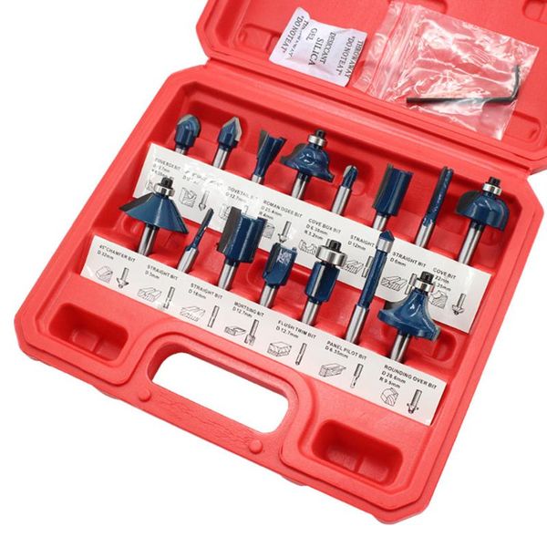 router bit set of 12pcs/15pcs 1/4 inch shank carbide tipped woodworking tool set with plastic case
router bit set of 12pcs/15pcs 1/4 inch shank carbide tipped woodworking tool set with plastic case