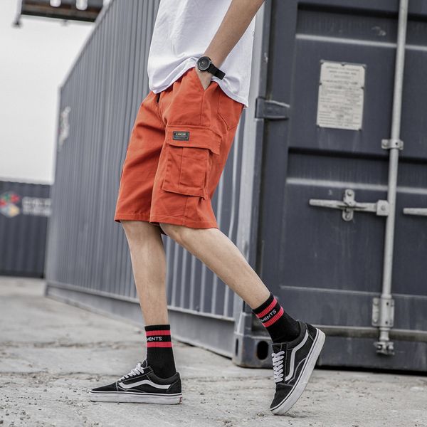 new style overalls trendy brand loose multi pocket casual student panties men's shorts summer pants, White;black
new style overalls trendy brand loose multi pocket casual student panties men's shorts summer pants, White;black