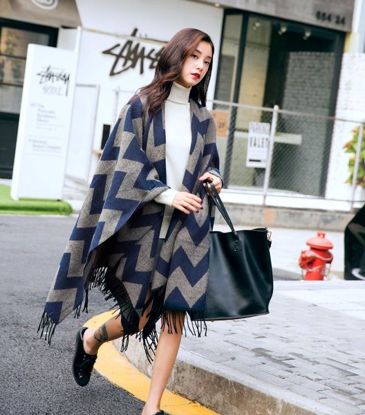 oversized shawl slit long autumn and winter cape warm coat tassel dual purpose thickened scarf for women, Blue;gray
oversized shawl slit long autumn and winter cape warm coat tassel dual purpose thickened scarf for women, Blue;gray
