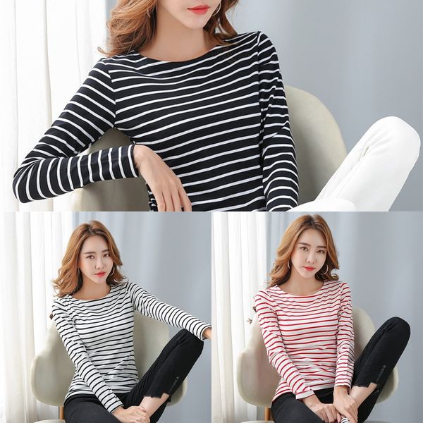 2020 autumn new women's wear korean t-shirt striped bottoming long sleeve t-shirt large women's fashion ftxan, White
2020 autumn new women's wear korean t-shirt striped bottoming long sleeve t-shirt large women's fashion ftxan, White