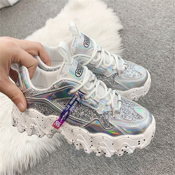 spring women's chunky sneakers fashion women platform shoes bling sequined lace-up vulcanize shoes female trainers dad shoes, Black;white
spring women's chunky sneakers fashion women platform shoes bling sequined lace-up vulcanize shoes female trainers dad shoes, Black;white