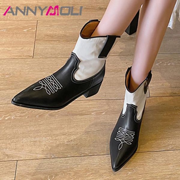 boots annymoli real leather western women shoes pointed toe thick heels ankle high heel short lady autumn winter 40, Black
boots annymoli real leather western women shoes pointed toe thick heels ankle high heel short lady autumn winter 40, Black