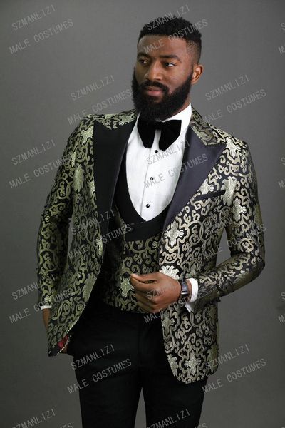 men's suits & blazers 2021 peaked lapel slim fit black gold jacquard smoking tuxedo groom dinner party suit men 3 piece wedding dress m, White;black
men's suits & blazers 2021 peaked lapel slim fit black gold jacquard smoking tuxedo groom dinner party suit men 3 piece wedding dress m, White;black