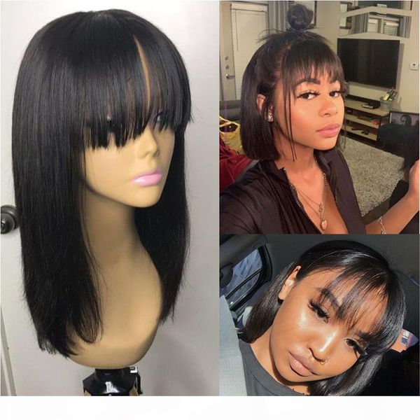 bob wig with bang human hair short virgin peruvian hair glueless full fringe short bleached knots lacefront wigs with bangs, Black;brown
bob wig with bang human hair short virgin peruvian hair glueless full fringe short bleached knots lacefront wigs with bangs, Black;brown