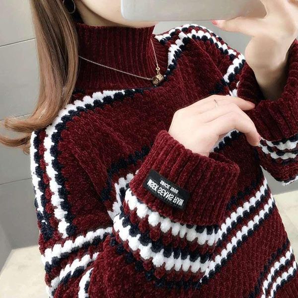winter ladies solid turtleneck loose female jumpers 2021 vintage chenille sweater womens full sleeve velvet sweaters, White;black
winter ladies solid turtleneck loose female jumpers 2021 vintage chenille sweater womens full sleeve velvet sweaters, White;black