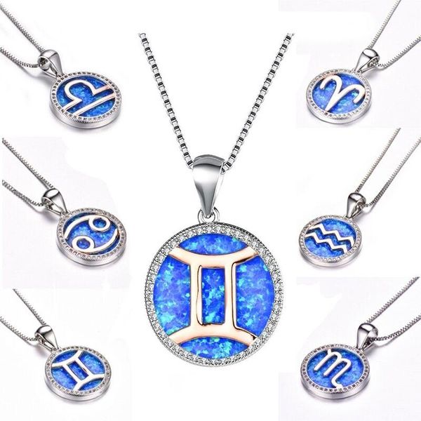 vintage twelve constellations-theme necklace blue imitation fire opal statement pendant necklace women jewelry gift, Silver
vintage twelve constellations-theme necklace blue imitation fire opal statement pendant necklace women jewelry gift, Silver