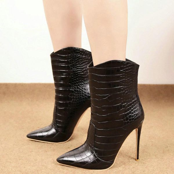 boots 2021 brand women fashion super high heels ankle faux leather spring autumn pointed toe winter calf, Black
boots 2021 brand women fashion super high heels ankle faux leather spring autumn pointed toe winter calf, Black