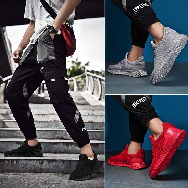 men fashion sneakers casual shoes men running shoes breathable lightweight, Black