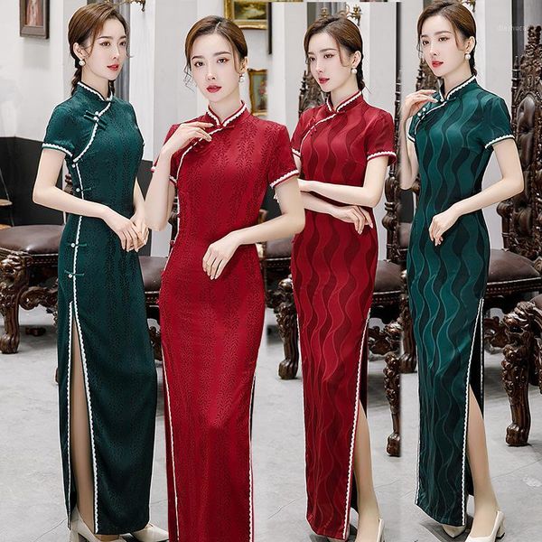 green oriental design print rayon women plus size 4xl cheongsam elegant high split chinese evening dress retro stage show qipao1, Red
green oriental design print rayon women plus size 4xl cheongsam elegant high split chinese evening dress retro stage show qipao1, Red