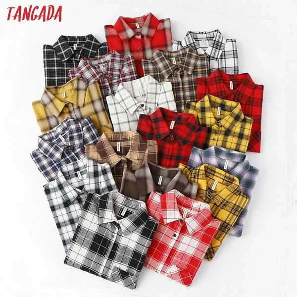 tangada fashion women chic oversized plaid blouse long sleeve female casual print shirts stylish cotton blusas xq01 y200103, White
tangada fashion women chic oversized plaid blouse long sleeve female casual print shirts stylish cotton blusas xq01 y200103, White