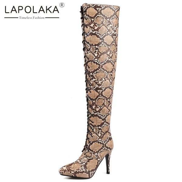 boots lapolaka fashion snake print shoes woman personality thin high heels zip up over the knee ladies, Black
boots lapolaka fashion snake print shoes woman personality thin high heels zip up over the knee ladies, Black