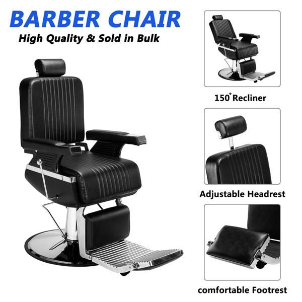 men's hairdressing chair high-end reclining chair black ship from us drop shipping