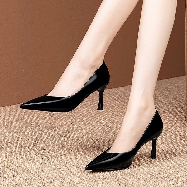 genuine leather pumps for women heels high heel shoes spring autumn pointed toe party ladies shoes, Black
genuine leather pumps for women heels high heel shoes spring autumn pointed toe party ladies shoes, Black